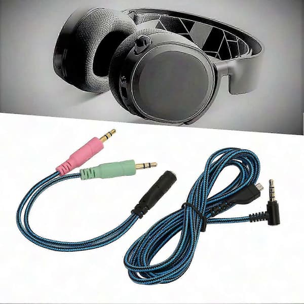Steelseries Arctis 3 5 7 Pro erstatningshodetelefonkabel med Y-adapter, 2m OFC albuepluggkabel 1