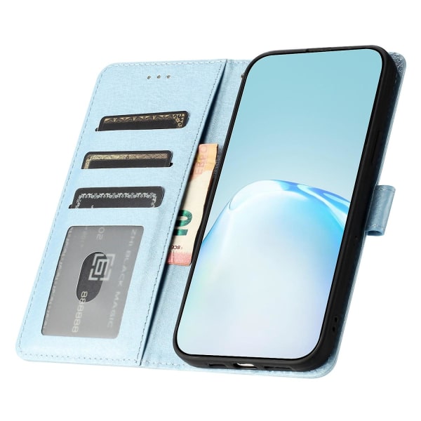 Til Samsung Galaxy A33 5G PU Læder Telefon Pung Stand Cover Silk Texture Flip Case med håndstrop Azure Style B Samsung Galaxy A33 5G