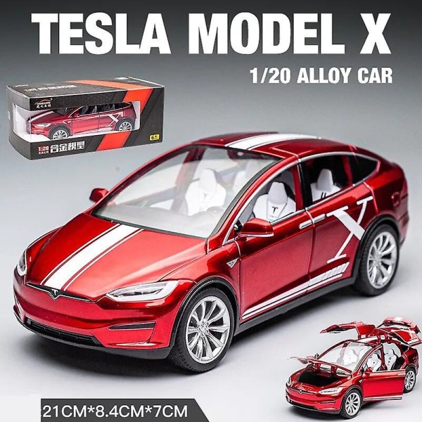 1/20 Tesla Model X Diecast metallileluauto 1:20 Miniatyyri metalliseos Vehicle Vehicle Vehicle Back Sound & Light Collection lahja pojille Red