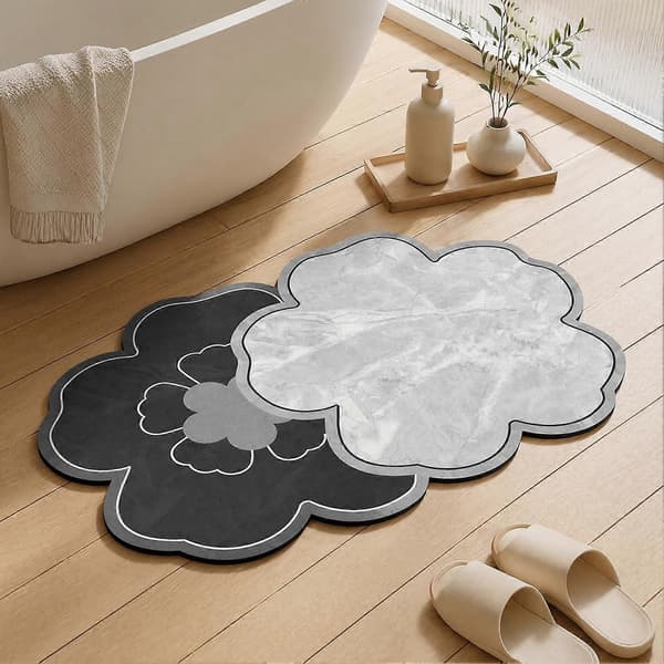 Dobbeltblomst badematte - Absorberende diatoméjordmatte for baderom 50*80cm D