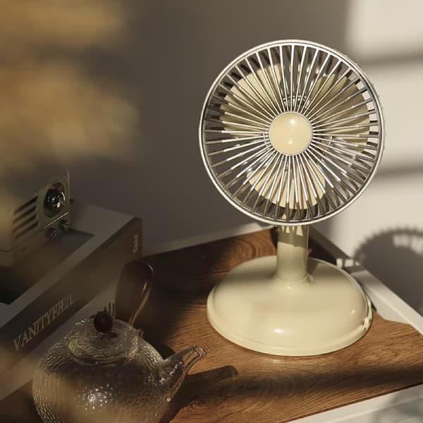 Genopladelig bordventilator, bærbar udendørs campingventilator, 2 tilstande, velegnet til udflugter, arbejde, studier