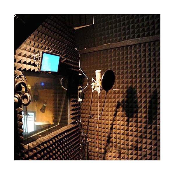 Akustiske skumpaneler 12 stk, lydtætte vægpaneler 30x30x5cm, højdensitet lydabsorberende panel F Black