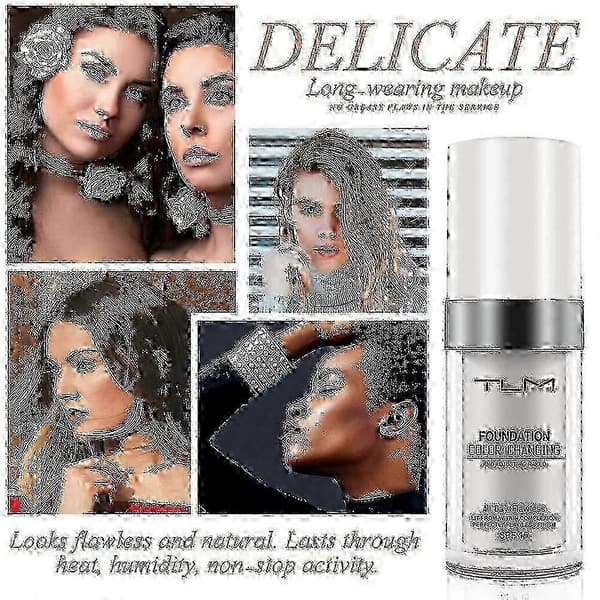 2 STK TLM Farveskiftende Foundation, Fejlfri Farveskiftende Foundation, Flydende Makeup Base Ansigtsconcealer til Aldrende Hud_cdb1