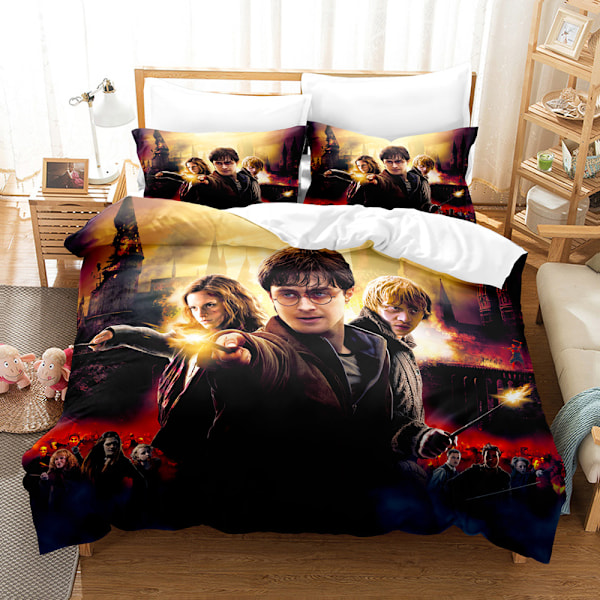 Harry Potter Sengetøjssæt med Print Dynebetræk Quilt Betræk Pudebetræk Børnegave 4 220*240