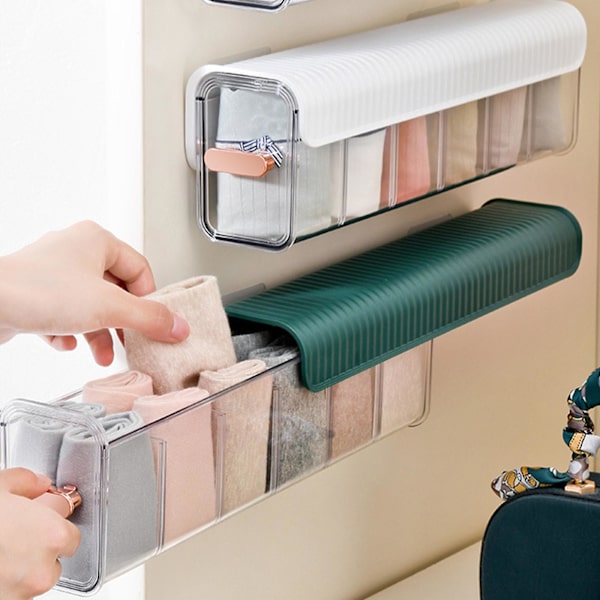 Vägghängande Transparent Underkläder Trosor Strumpor Förvaringslåda Garderob Organizer För sovrum white