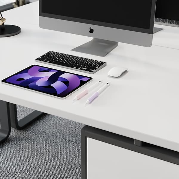 (Rosa/Lilla) 2-pak Ergonomisk Greb Silikonebeskyttelse til Apple Pencil 2. & 1. Generation iPad Pro Stylus Tilbehørssæt