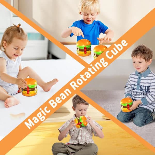 Magic Bean Rotating Cube - Burger Creative Fidget Spinner Magic Cube Decompression Toys Fingertip Magic Cube