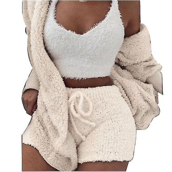 Vintervarme Pyjamas til Kvinder 3-delt Sportsdragt Beige S