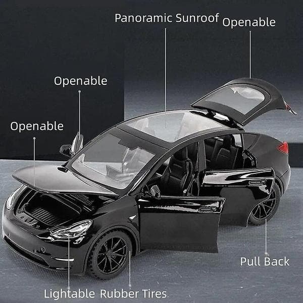 1/32 Tesla Model Y SUV Legetøjsbil Model, Støbt Metal Lyd & Lys Træk Tilbage 1:32 Samlerobjekt Gave, Til Drenge Børn White