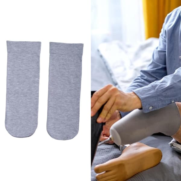 2 stk. Amputationsstrømper Elastisk Beskyttelsesærme Bløde Fortykket Protesestrømper Light Gray 30cm