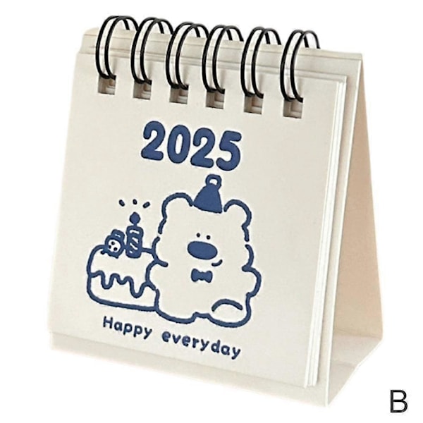 2025 Sød Mini Skrivebords Kalender 12 Måneder Kontor Desktop Dekorativ Lille Pynt Cake Bear