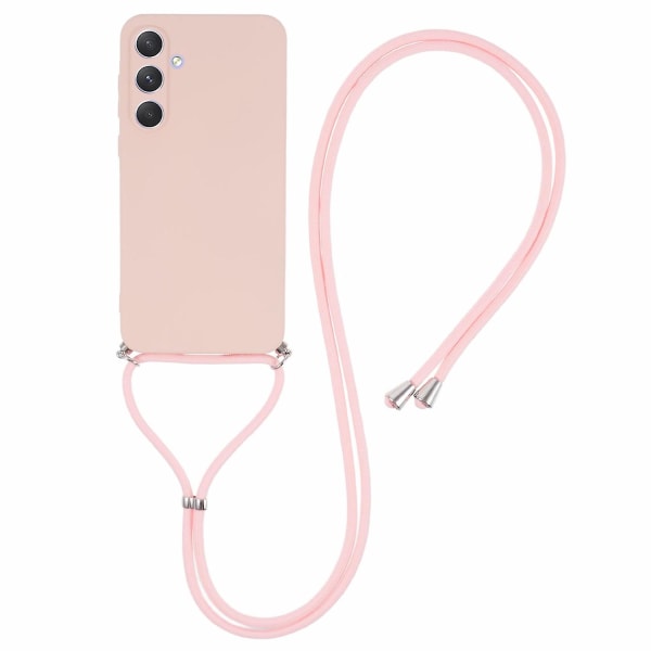 Til Samsung Galaxy A55 5G telefonetui TPU gummibelagt beskyttelsescover med snor - Pink Pink Style B Samsung Galaxy A55 5G