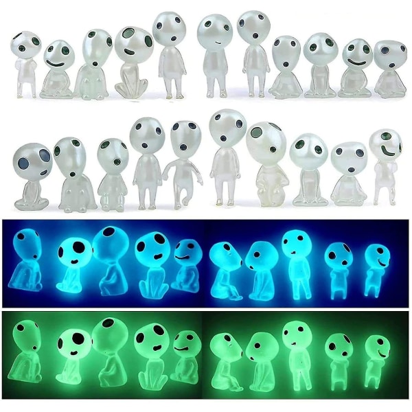 10pcs Luminous Tree Elves Spirit Princess Mononoke Micro Landscape Figure Glowing