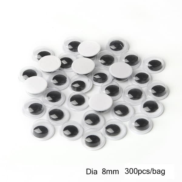 300 stykker 8 mm selvklæbende plastøjne