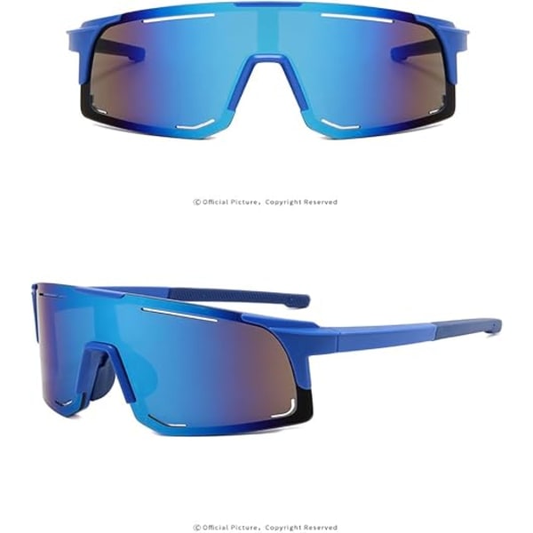 Polariserte solbriller for menn og kvinner, farget speillinse, UV-beskyttelse, ski, sykling, løping, strand, fiske Blue-blue