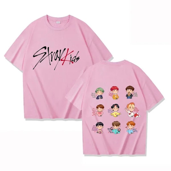 K-POP Stray Kids T-shirt för män och kvinnor, tryckt i högkvalitativ bomull, kortärmad t-shirt, oversized t-shirt, toppar, kläder 3 3 S