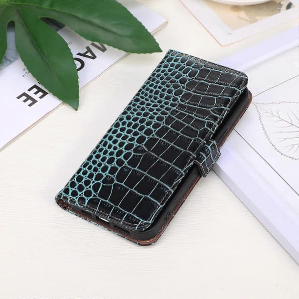 Krokodil Toppskikt Läderfodral för Redmi Note 14 Pro 5G Green