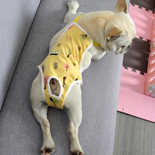 Pet Sanitære Bukser Justerbar Bånd Menstruation Shorts Vaskbar Hund Ble Pet Fysiologiske Bukser Til Indendørs Yellow L