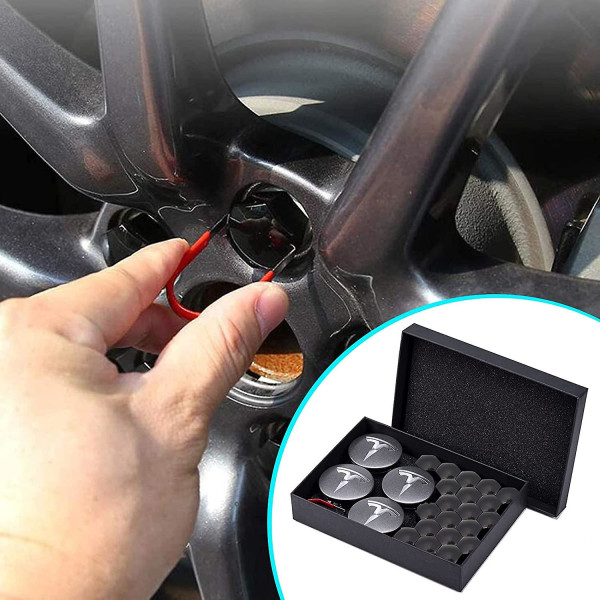Topfit for Tesla-hjuldekselsett Senternavdekselsett Hjulmutterdeksel Sentermodifikasjonsnavdeksel for modell Y Modus 3 Modus S Modus X