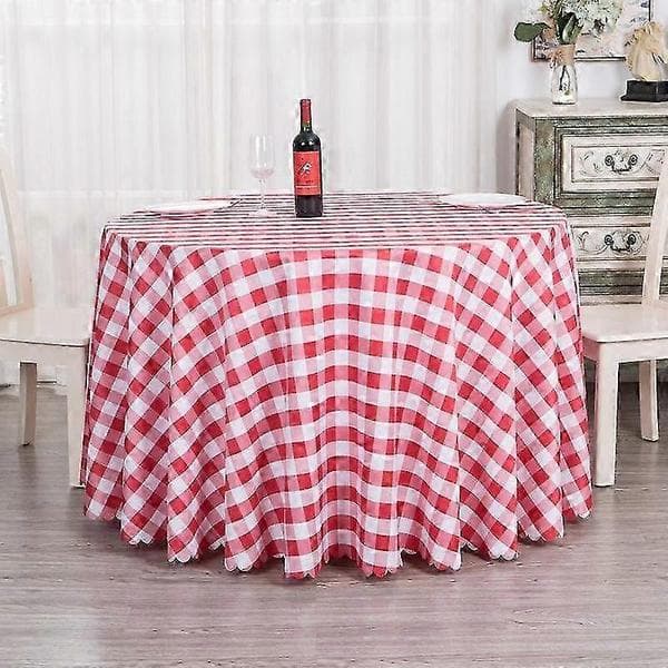 Elegant rund dug i polyester med moderne ternet mønster til te- og spisestueindretning black Round diameter 280cm