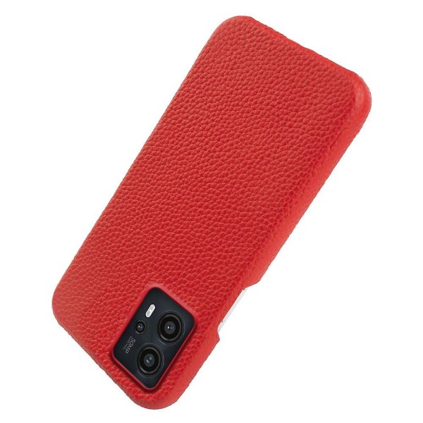 Bakdeksel til Motorola Moto G13 4G, Litchi Texture ekte kuskinn+PC magnetisk telefonveske-brun Red Style E Motorola Moto G13 4G