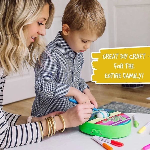 Eggmazing Easter Egg Mini Decorator Kit Konst och hantverk Set - Inkluderar äggdekorationssnurra och 6 markörer [förpackningen kan variera]