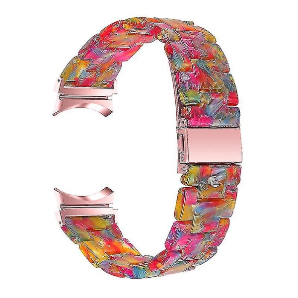 For Samsung Galaxy Watch 5 40mm / 44mm / Watch 5 Pro 45mm Resin Watch Band Rustfritt stålspennearmbånd Rainbow Candy