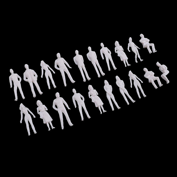 20 stk. 1/50 skala model hvide figurer/mennesker til toglayout