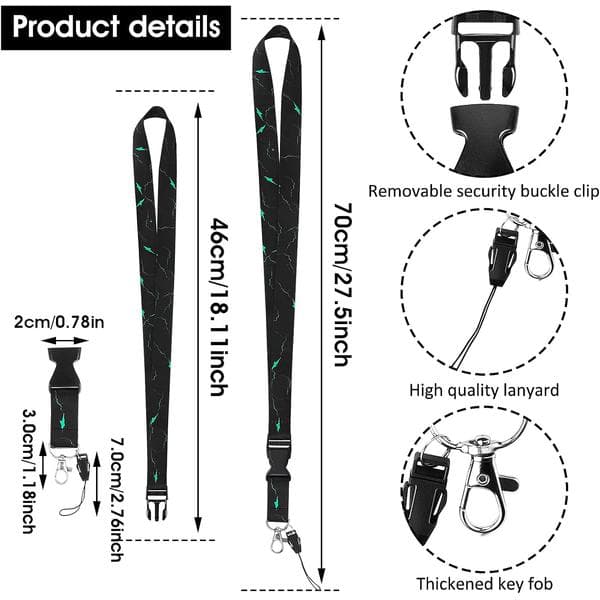 3-pakke Lanyard med hurtigudløser, Robust Marmor Lanyard