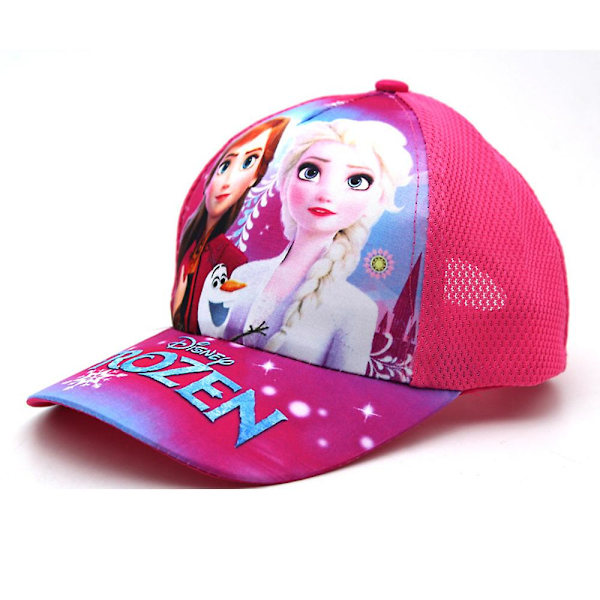 Sarjakuva Frozen Print Baseball Cap Visor Mesh -hattu lasten tytöille Rose Red