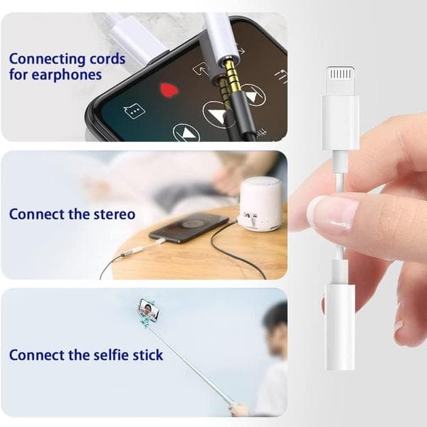 【 2 kpl 】 Lightning+jack-sovitin 3,5 mm MFi-sertifioidut kuulokkeet