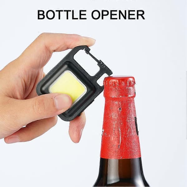 USB-ladattava avaimenperävalo Mini COB -taskulamppu pullonavaaja