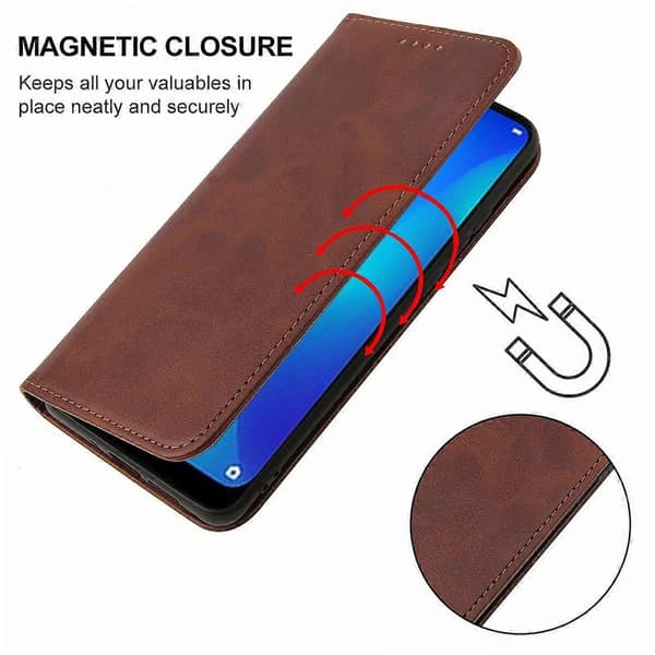 Magnetiskt läderfodral för OPPO A1k Brown