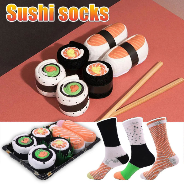 Aldult Middle Tube Tre par Sushi Funny Holiday Gaveæske Series kreative sokker