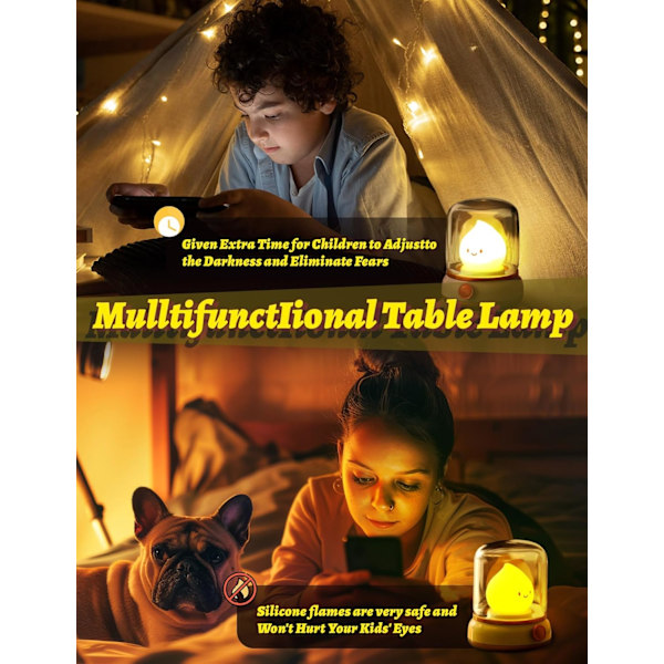 Søt Kerosin Nattelys, Koselig Lys, Oppladbar Nattelys, Dusjlampe, Nydelig Dekorasjon, Nattelys for Voksne, Kult Lampe yellow
