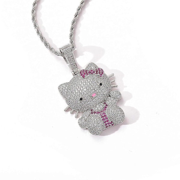 Hello Kitty -timanttikaulan riipus korkealaatuisella timantti-inlay-tekniikalla