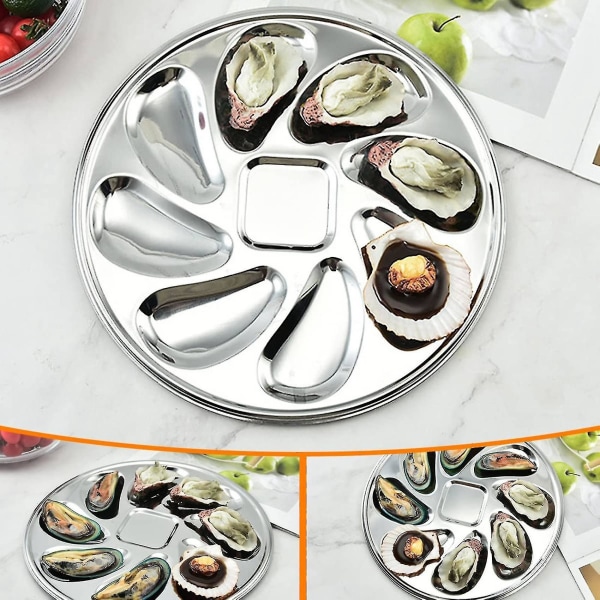 4 st Oyster Plates Rostfritt stål Oyster Plates Shell Hållbar Oyster Container med 8 platser för Oys-yyc-