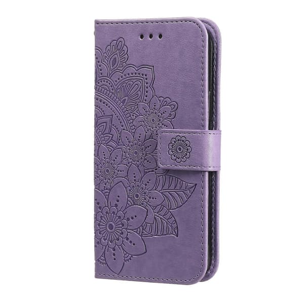 7-bladiga Blommor Läderfodral För Samsung Galaxy S20 FE Light Purple