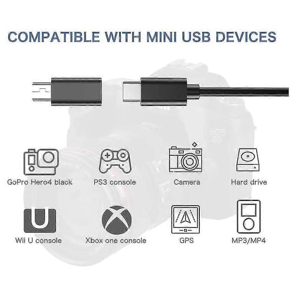 Mini USB till USB-C Adapter - 4-pack Mini USB hane till Typ C hona Konverteringsadapter för MP3-spelare Svart