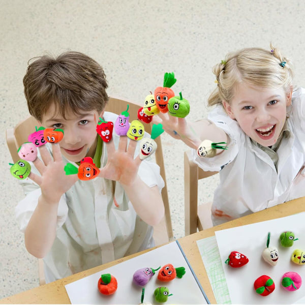 10 st fingerdockor för småbarn, mjuka plysch marina djur fingerdocka leksaker för berättelsetid lektid visar festgåvor, pedagogiska dockor 10 Pcs Fruit Finger Puppet