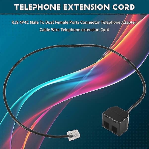 RJ9 4P4C han til dobbelt hun telefonadapterkabel Black