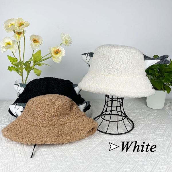 Fuzzy Bucket Hat för Kvinnor och Män - Luddig, Söt Bucket Hat för Vinter, Varm Plysch, Fiskehatt, Fluffig Sherpa, Rolig Hatt Fish-white