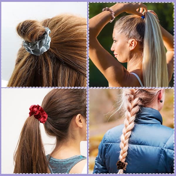 Pakke med 20 elastiske hårbånd - Silke Scrunchies - Hårstrikker - Elastiske tau