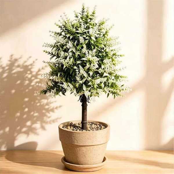 Kunstig lavendel-topiary – UV-resistent med pind – til hjem, bryllup, terrasse, veranda Yellow