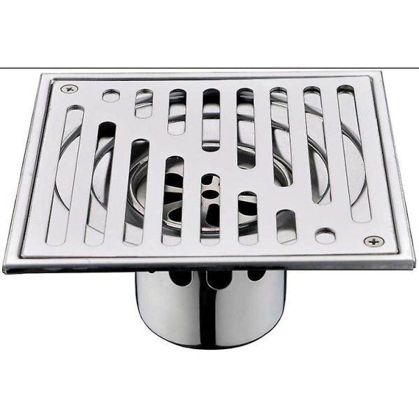 Gulvsluk, 150 * 150 mm rustfritt stål, kvadratisk luktfri baderomssluk, anti-lukt gulvavløp, egnet for toalett bad balkong