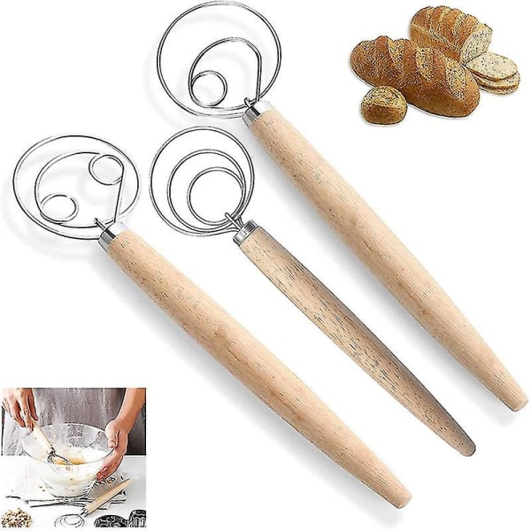 Dansk Dej Piskeris Brødmixer,3 Stk Rustfrit Stål Hollandsk Piskeris Til Kage Dessert Brød Pizza Pastr
