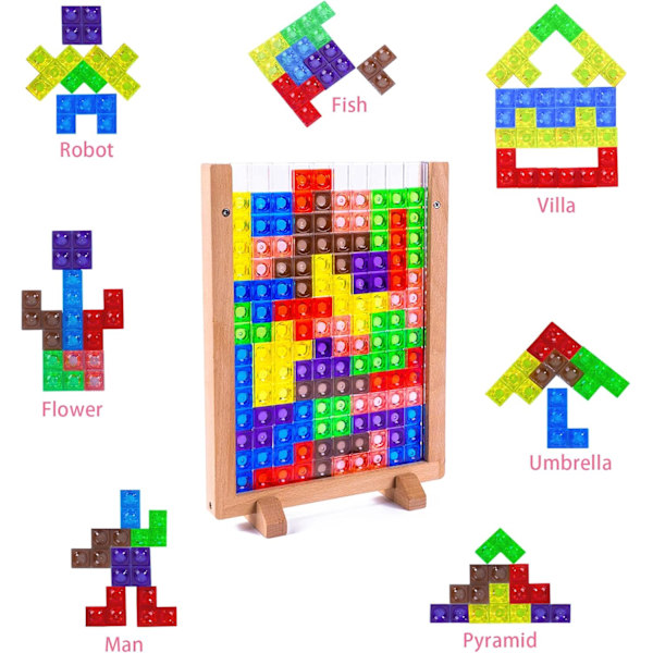 Montessori-leksaker för barn 3 4 5 6 år, transparent hjärngåta pussel leksak intelligens färgglada block, geometrisk pedagogiskt spel present till barn Transparent puzzles