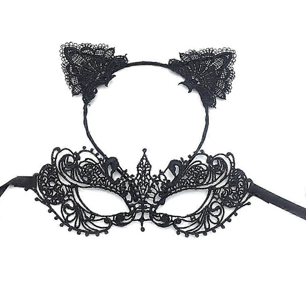 5-pack kattöron pannband mask halsband handskar sexig katt kostym set för fest