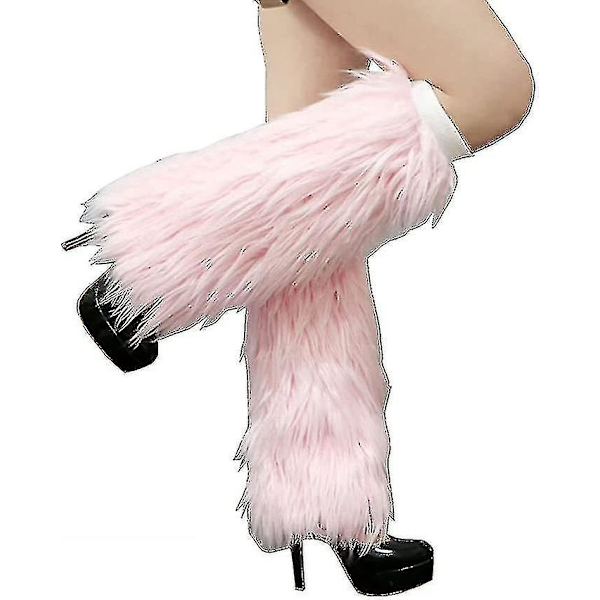 Tianrui imiteret pels benvarmer Plys lange ben støvle manchetter cover Pink 40CM