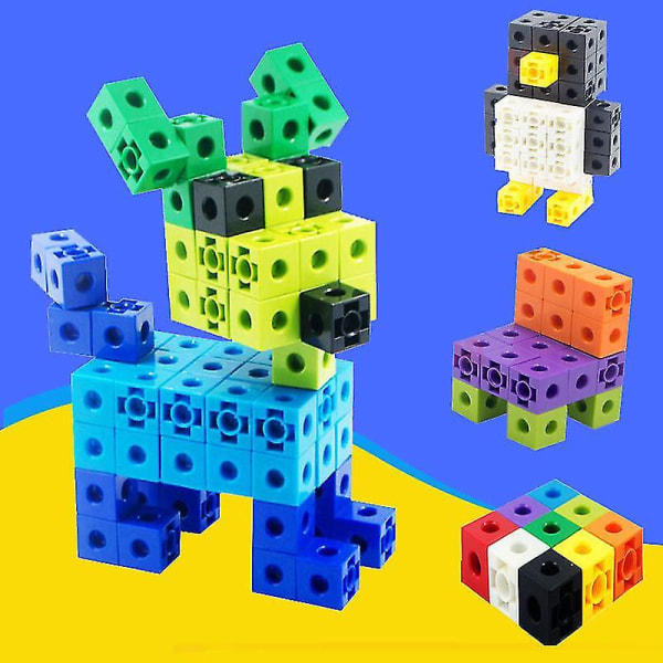 Jul100 stk Matematik Linking Cubes Talblokke Sammenlåsende Multilink Tælleblokke Set a